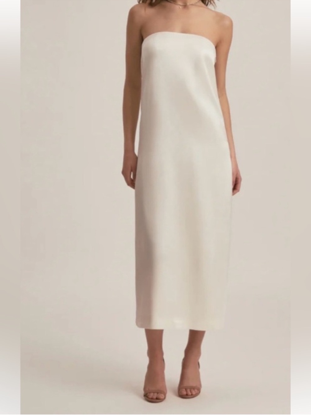 New Favorite Daughter The Don’t Overthink It Dress Strapless Satin Ivory Sz M